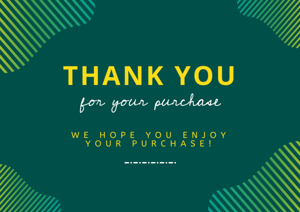 Thank You for Purchase on Green Minimalist Postcard A5 – шаблон для дизайну