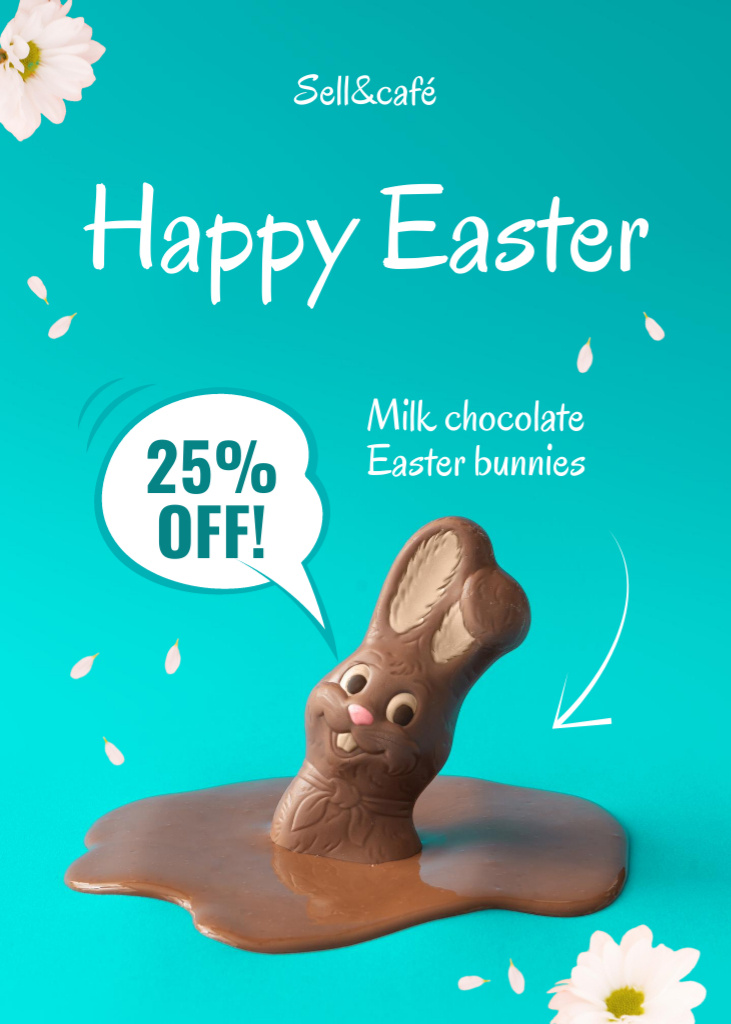 Happy Easter Holiday Sale For Chocolate Bunny Flayer Design Template
