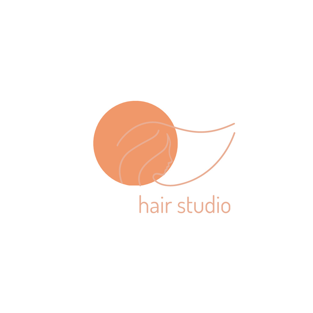Hair Studio Ad Woman with Pink Hair Logo 1080x1080px Design Template