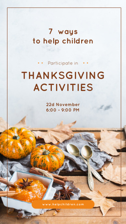 Ontwerpsjabloon van Instagram Story van Thanksgiving-activiteiten Ideeën Pompoenen voor decoratie
