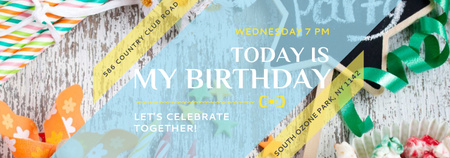 Plantilla de diseño de Arcos y cintas de invitación de fiesta de cumpleaños Tumblr 