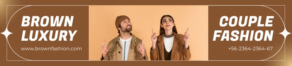 Man and Woman in Brown Couple Look Ebay Store Billboard Tasarım Şablonu