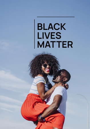 Platilla de diseño Black Lives Matter Slogan with African American Couple Poster 28x40in