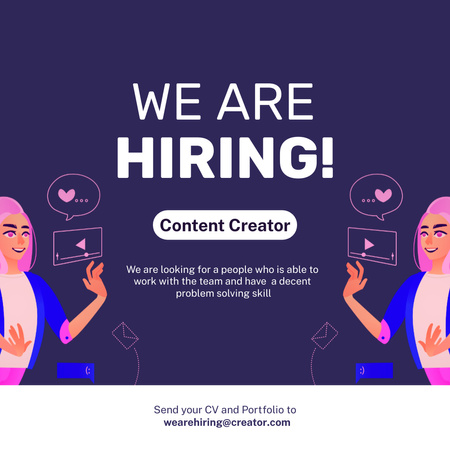 Blue Job Vacancy Ad Instagram tervezősablon