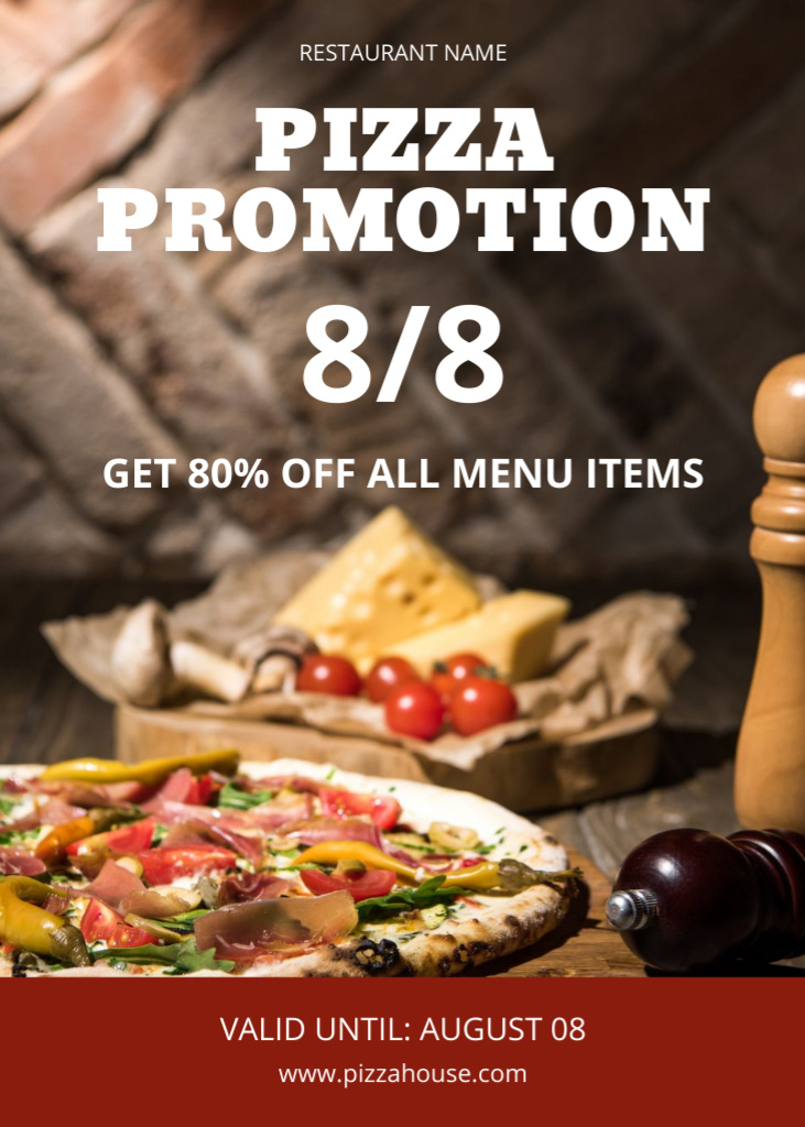 Offer Discounts on All Pizzeria Menu Flayerデザインテンプレート