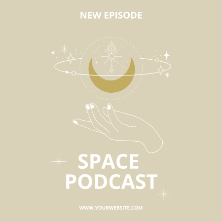 Podcast New Episode Announcement about Space Podcast Cover Šablona návrhu