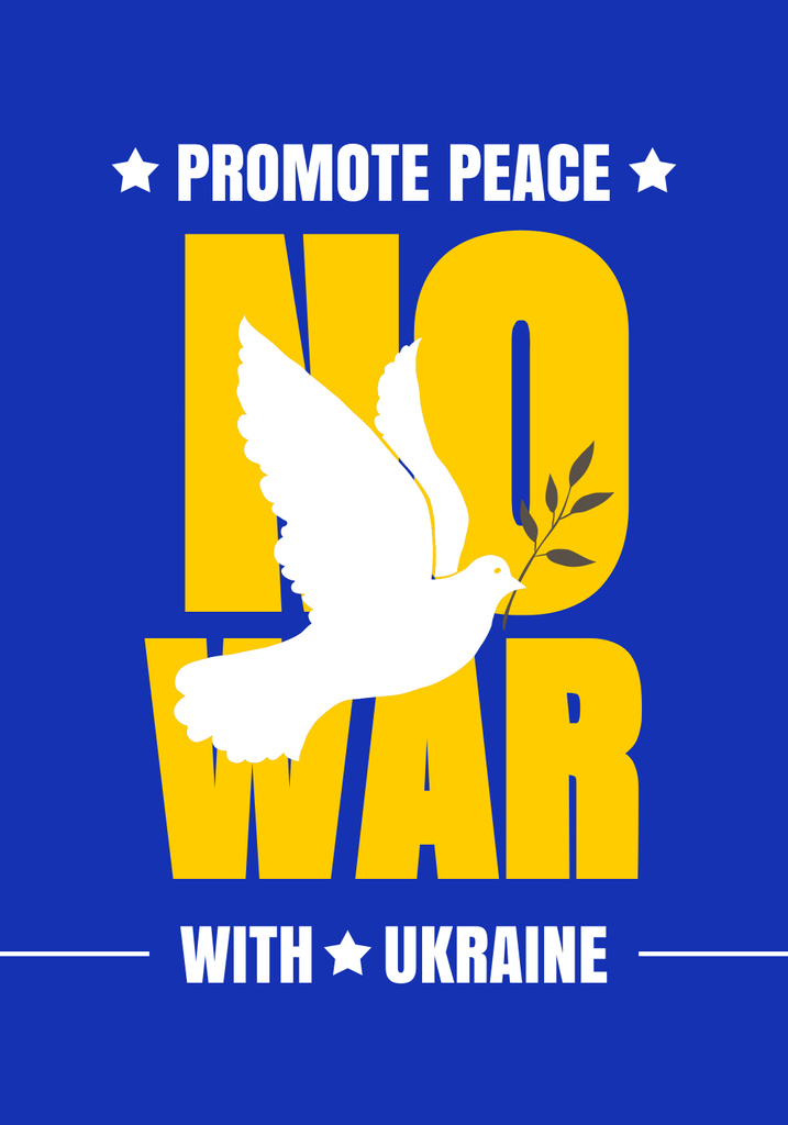 Pigeon with Phrase No to War in Ukraine Poster 28x40in Design Template