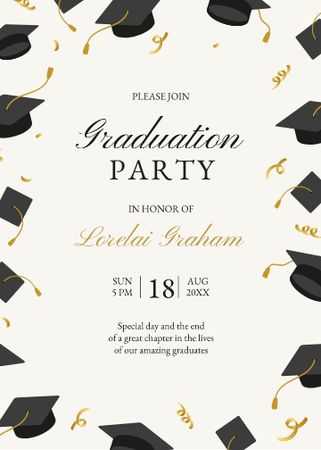 Graduation Party Announcement with Graduators' Hats Invitation Design Template