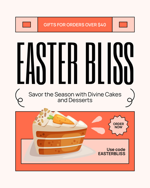 Easter Offer with Sweet Carrot Cake Instagram Post Vertical Tasarım Şablonu
