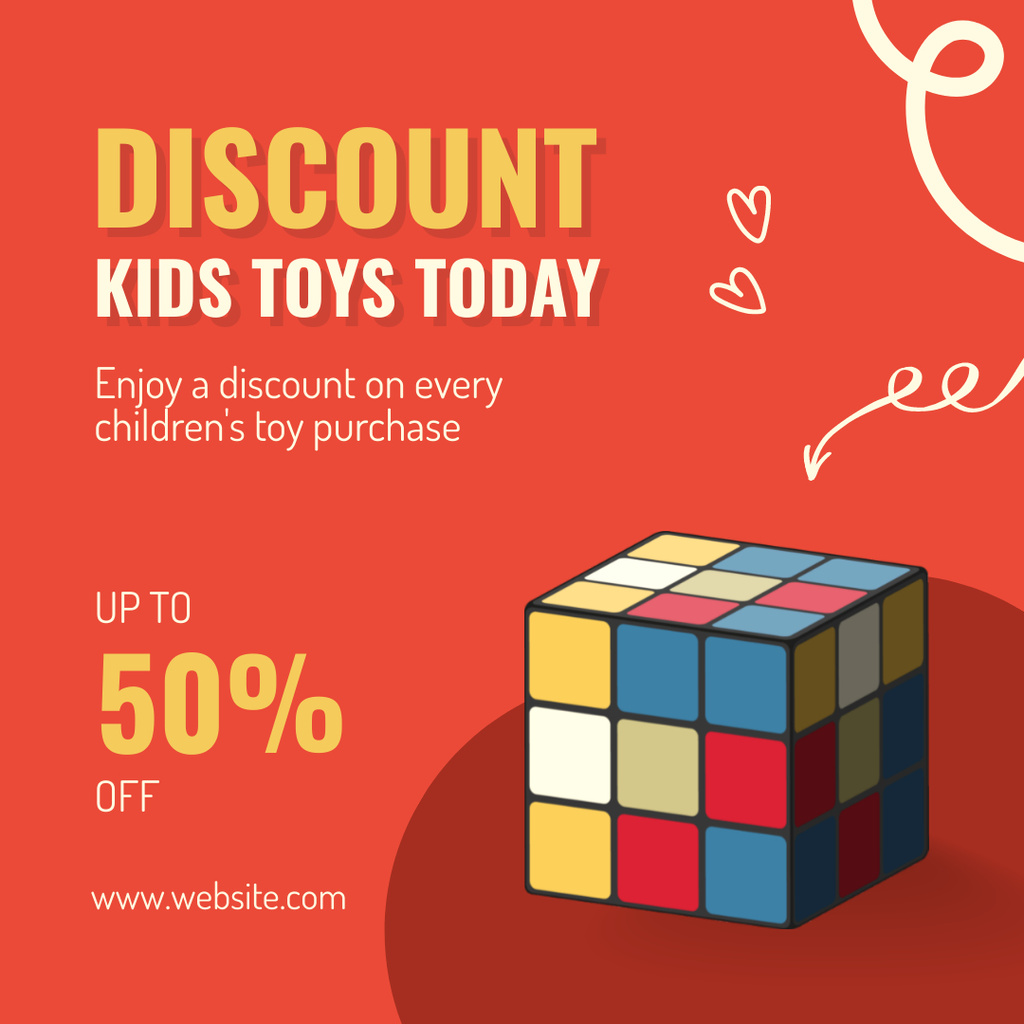 Discount on Children's Toys with Bright Cube Instagram Šablona návrhu