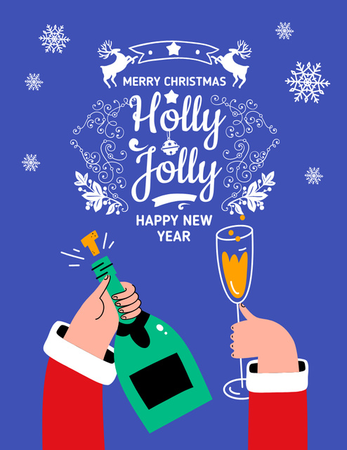 Holly Jolly Greeting with Santa Claus Flyer 8.5x11in Design Template