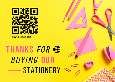Oktatási felszerelés ajánlat rózsaszín írószerrel Card tervezősablon