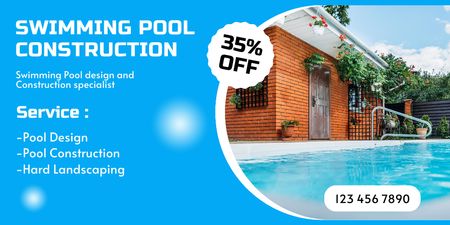 Platilla de diseño Offer Discounts on Pool Construction Services Twitter