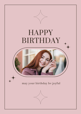 Birthday Wishes to a Girl on Pink Postcard 5x7in Vertical Design Template