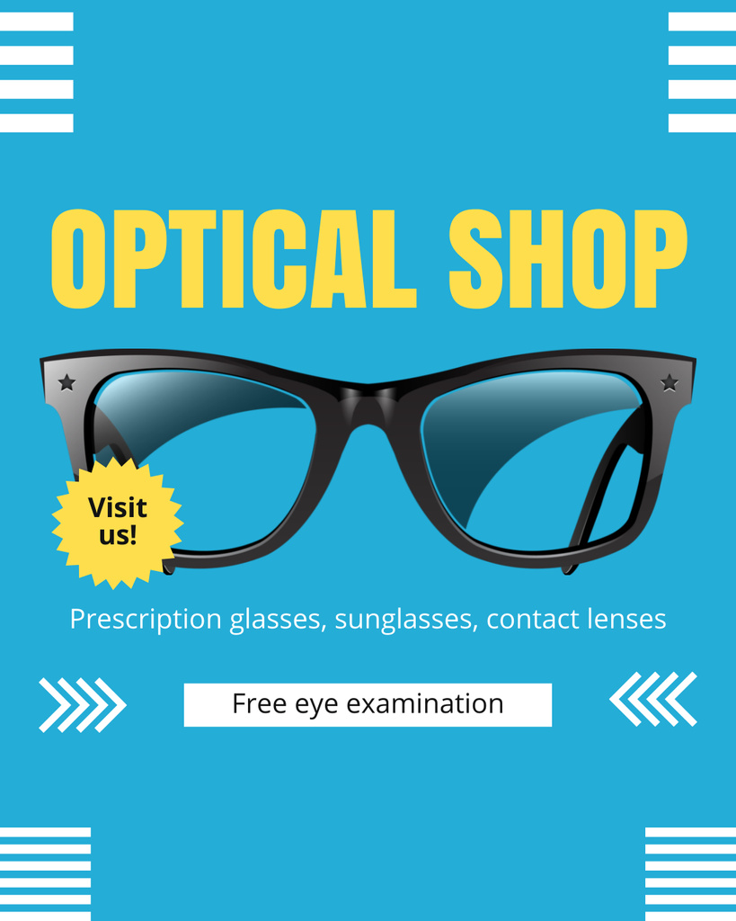 Modèle de visuel Optical Store with Wide Selection of Lenses and Frames - Instagram Post Vertical