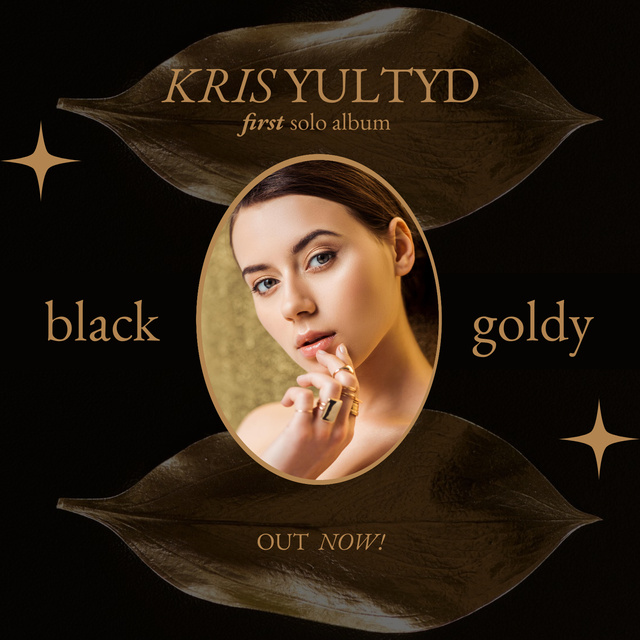Music release with woman in gold and black colors Album Cover Šablona návrhu