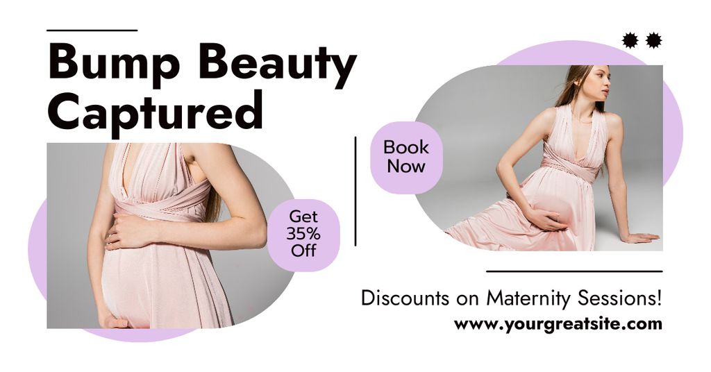 Plantilla de diseño de Discount on Maternity Photosession with Beautiful Woman Facebook AD 