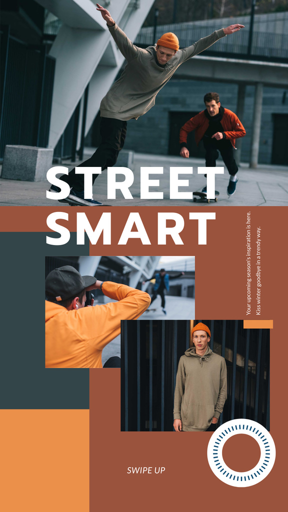 Fashion Ad with Young Skaters Instagram Story Design Template