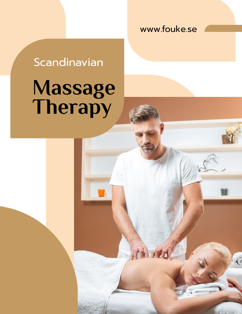 Massage Therapy Service Offer with Man and Woman Flyer 8.5x11in Šablona návrhu