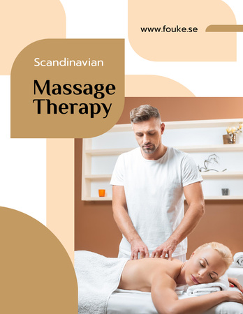 Massage Salon Ad with Masseur and Relaxed Woman Flyer 8.5x11in Design Template