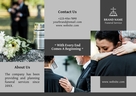 Funeral Home Services Advertising with People on Cemetery Brochure Design Template