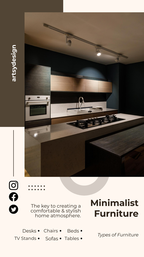 Furniture Ad with Stylish Kitchen Instagram Story Modelo de Design