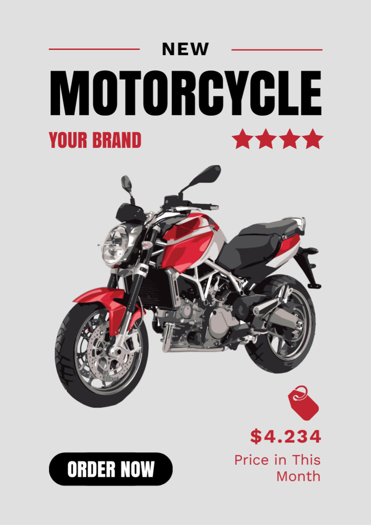 New Motorcycles for Sale Poster A3 Tasarım Şablonu