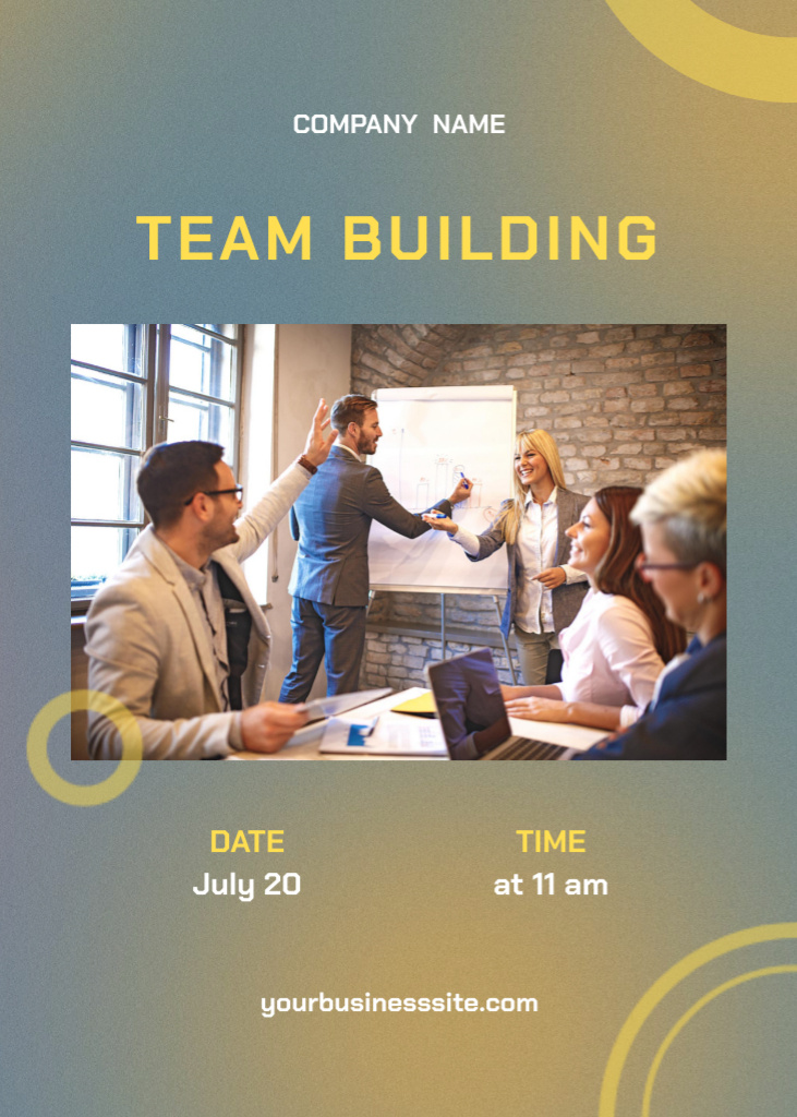 People working on Team Building Flayer Design Template