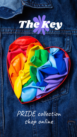 Ontwerpsjabloon van Instagram Video Story van Pride Month Kledingcollectie in winkel online met hart