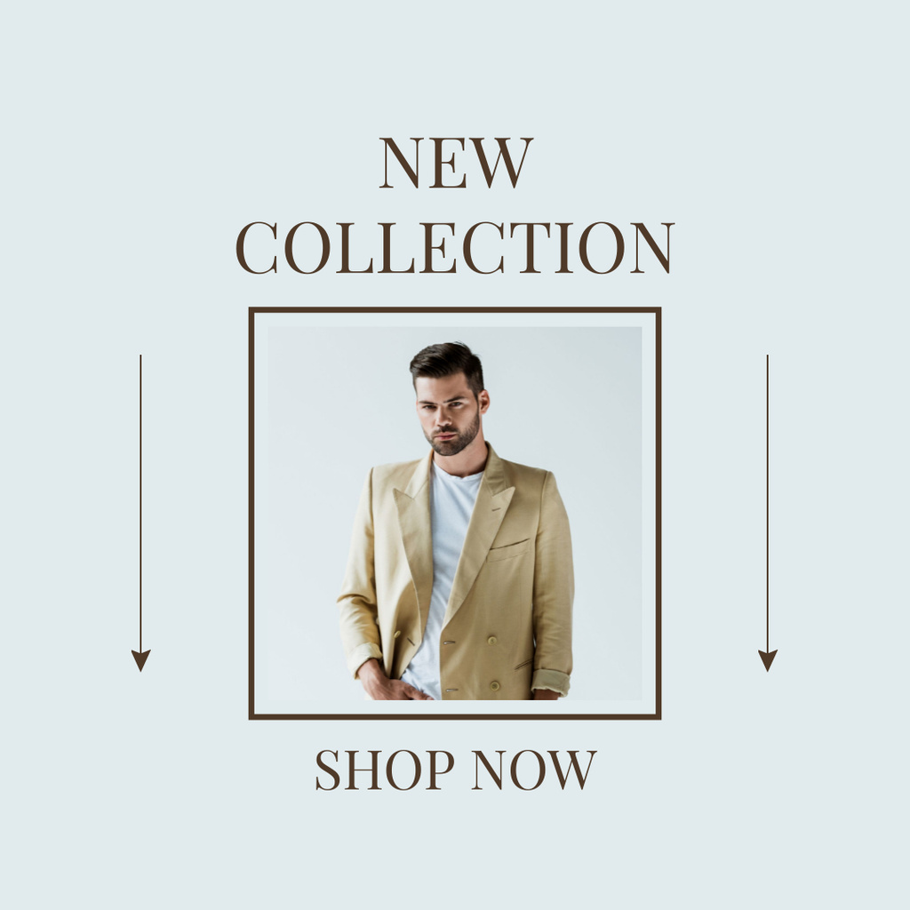 Designvorlage Men's Fashion Collection Grey Minimal für Instagram