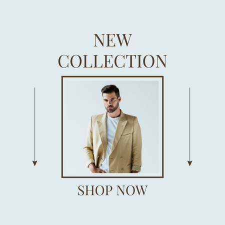 Men's Fashion Collection Grey Minimal Instagram Design Template