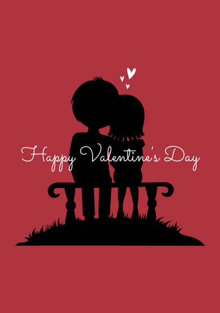 Valentine's Day Wishes With Hugs And Hearts Postcard A5 Verticalデザインテンプレート