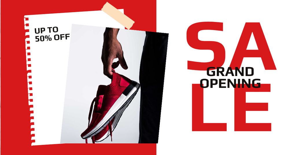 Shoes Sale Sportsman Holding Sneakers Facebook AD Šablona návrhu