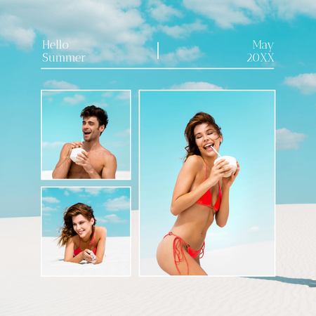Designvorlage sommerurlaub mit glücklichem paar für Instagram