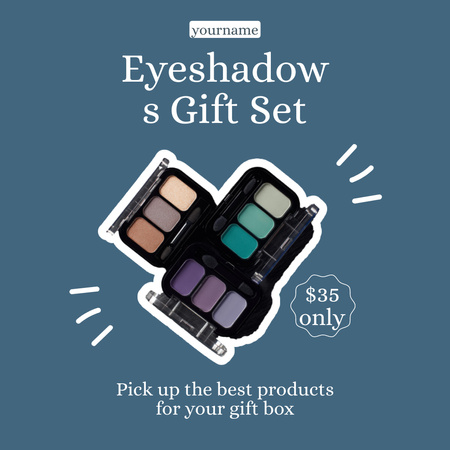 Ontwerpsjabloon van Instagram van eyeshadows cadeau set blauw
