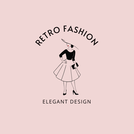 Retro Fashion with Elegant Lady Logo 1080x1080pxデザインテンプレート
