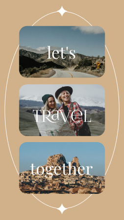 Travel Inspiration with Happy Tourists Instagram Story Modelo de Design