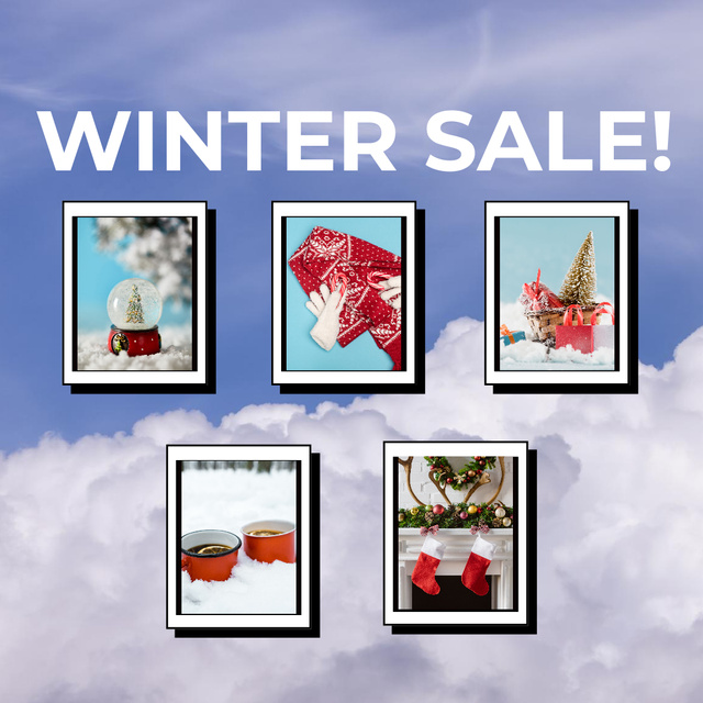 Designvorlage Winter Sale Announcement for Christmas Decor für Instagram