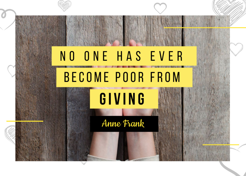 Charity Quote With Open Palms Postcard 5x7in – шаблон для дизайну