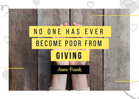 Charity Quote With Open Palms Postcard 5x7in Design Template