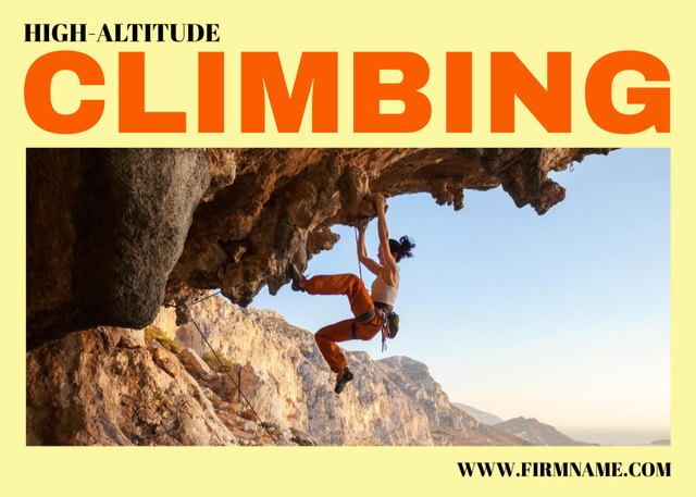 Top-Height Climbing Sites Promotion Postcard 5x7in Πρότυπο σχεδίασης