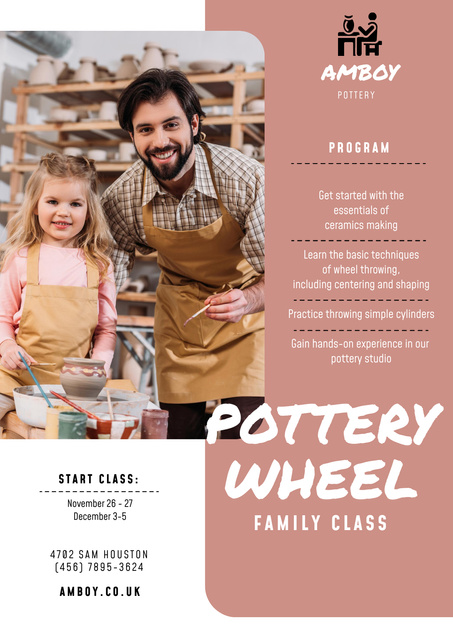 Pottery Classes Father with Daughter Poster Tasarım Şablonu