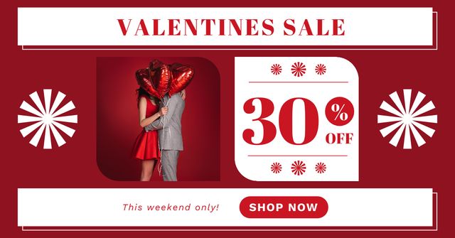 Plantilla de diseño de Valentine's Day Super Sale Ad on Red Facebook AD 