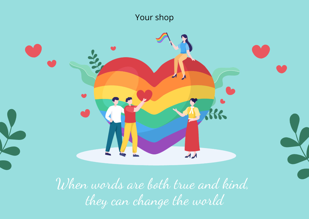 LGBT People with Rainbow Heart Card Šablona návrhu