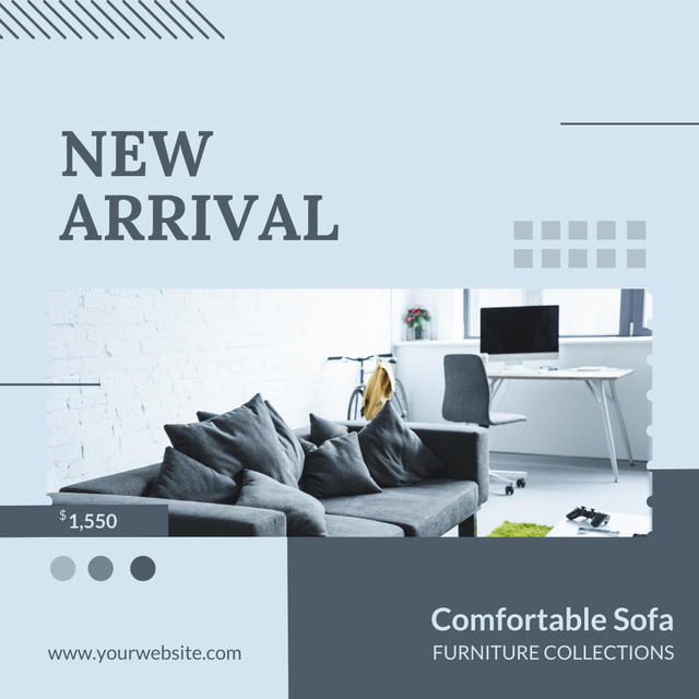 New Arrival Of Stylish Furniture Collection Offer In Blue Instagram Design Template
