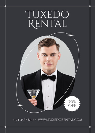 Rental tuxedo for party grey Flayer Design Template
