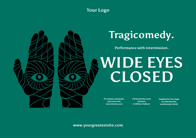 Theatrical Tragicomedy Show Announcement with Hands Poster B2 Horizontal Design Template