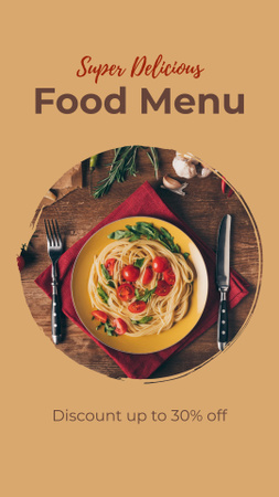 Modèle de visuel Spaghetti with Tomatoes Lunch Menu - Instagram Story