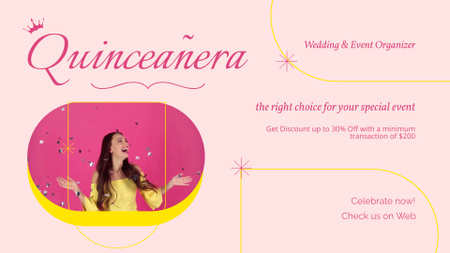 Designvorlage Quinceañera Celebration with Girl who Catches Confetti für Full HD video