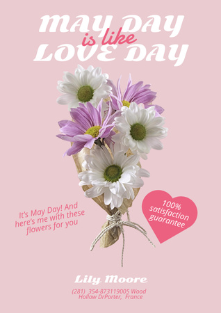 Szablon projektu Ogłoszenie o obchodach dnia majowego z różowym sercem Poster
